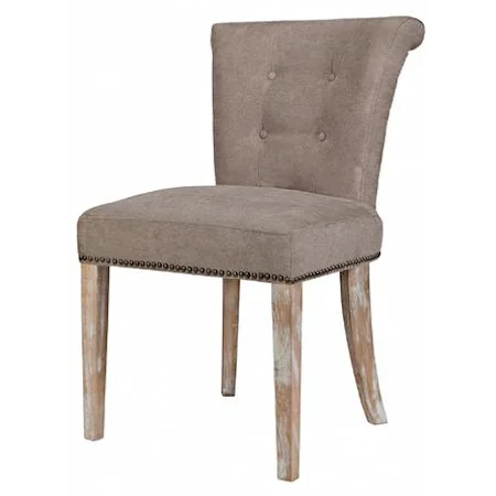 Upholstered Dining Side Chair with Rolled and Tufted Back